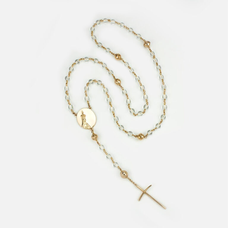 Rosário do novo milénio em ouro e cristal de rocha da Leitão & Irmão