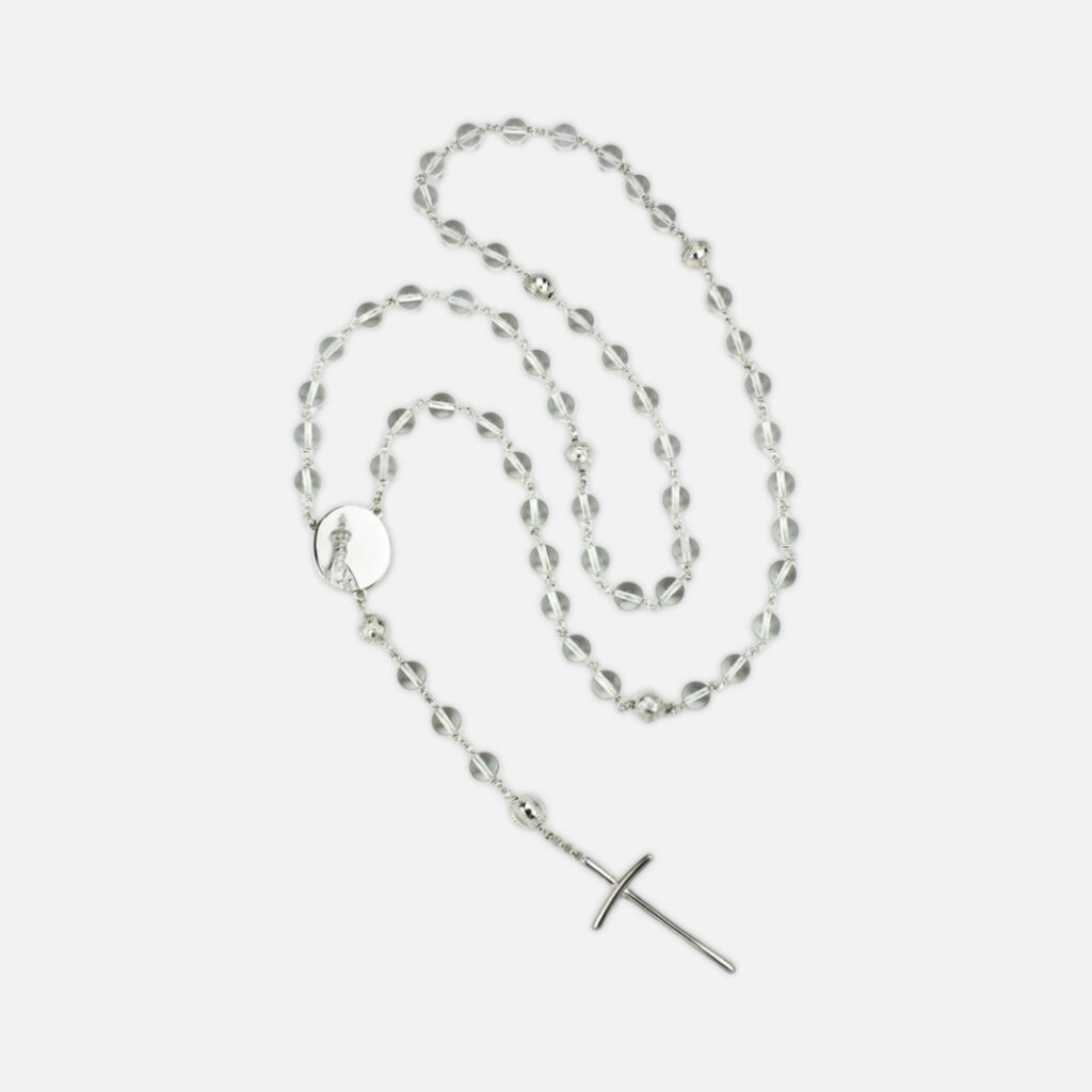 Rosário do Novo Milénio em prata e cristal de Rocha da Leitão & Irmão