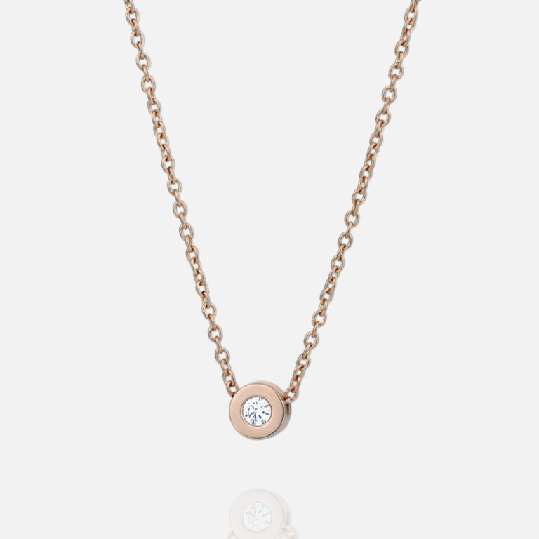 Fio e pendente em ouro rosa com diamante | One