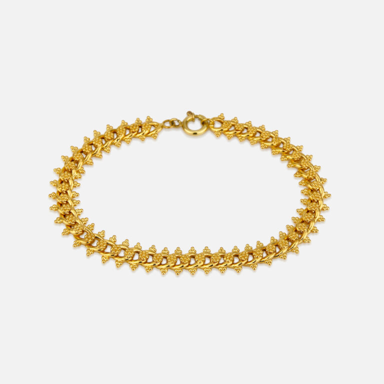 Pulseira Barbela com granitos e ouro amarelo | Filigrana