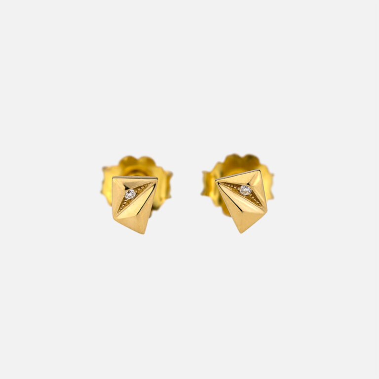 brincos em ouro com diamantes coleção Les Pyramides da leitão & Irmão