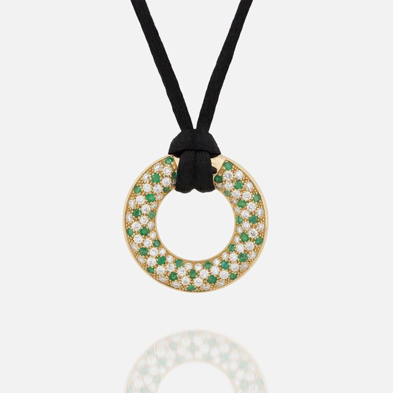 Pendente em ouro com diamantes e esmeraldas coleção fancy da Leitão & Irmão