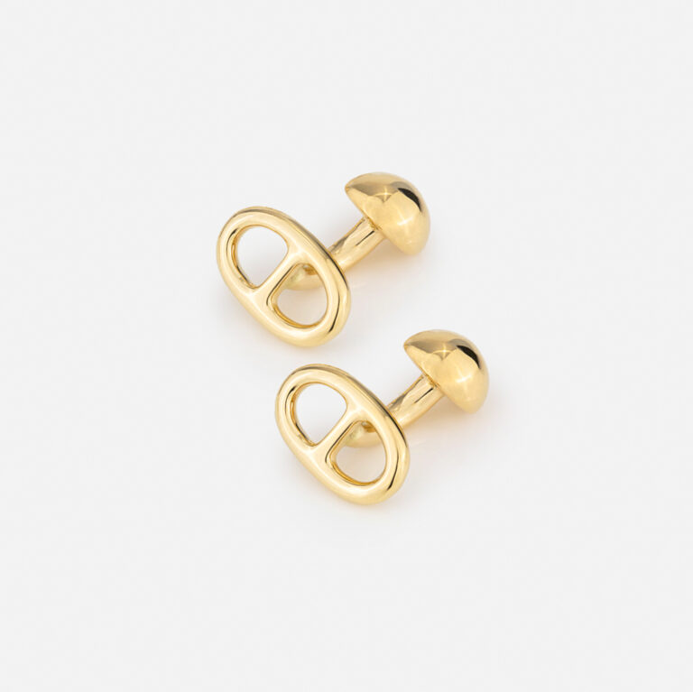 Botões de punho modelo love link elo náutico em ouro amarelo da Leitão & Irmão