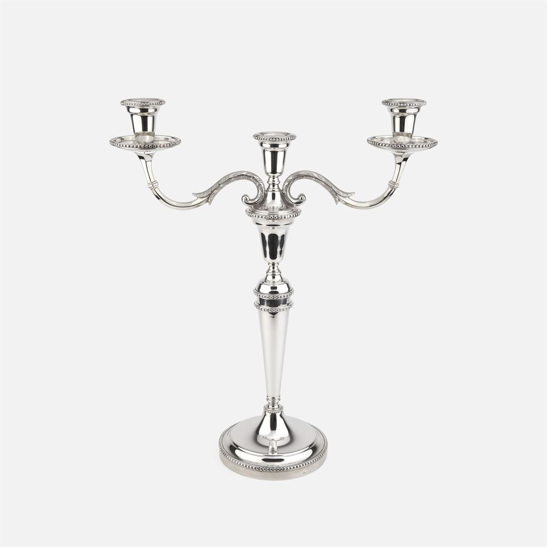 Castiçal para três velas em prata | Modelo Contas