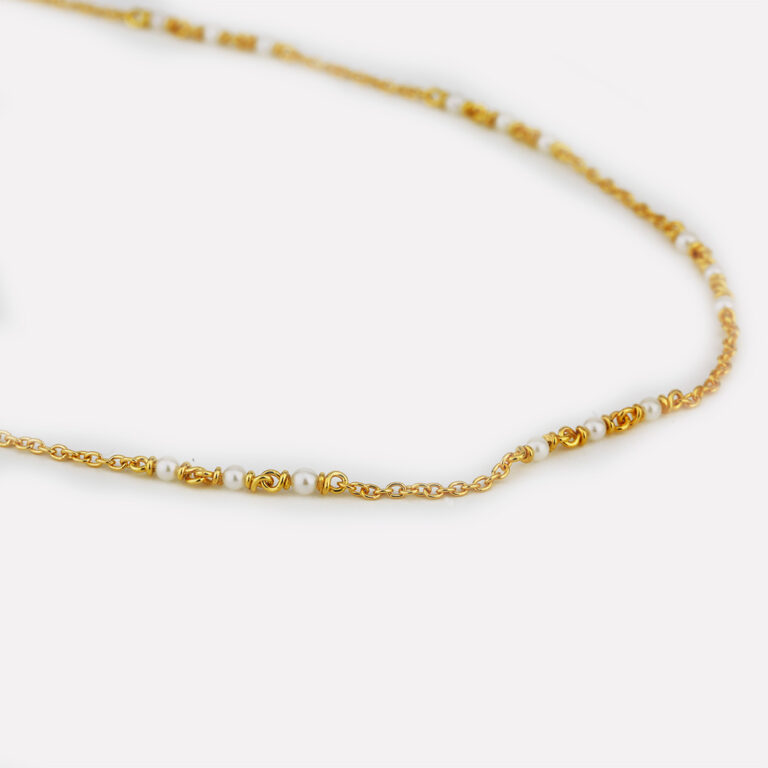 Fio em malha cadeado em ouro com pérolas da leitão & Irmão