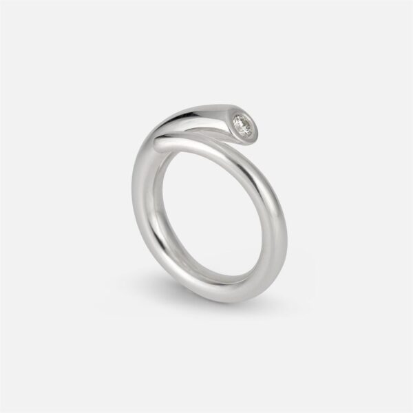 Anel aberto em Prata com Diamante da Leitão & Irmão