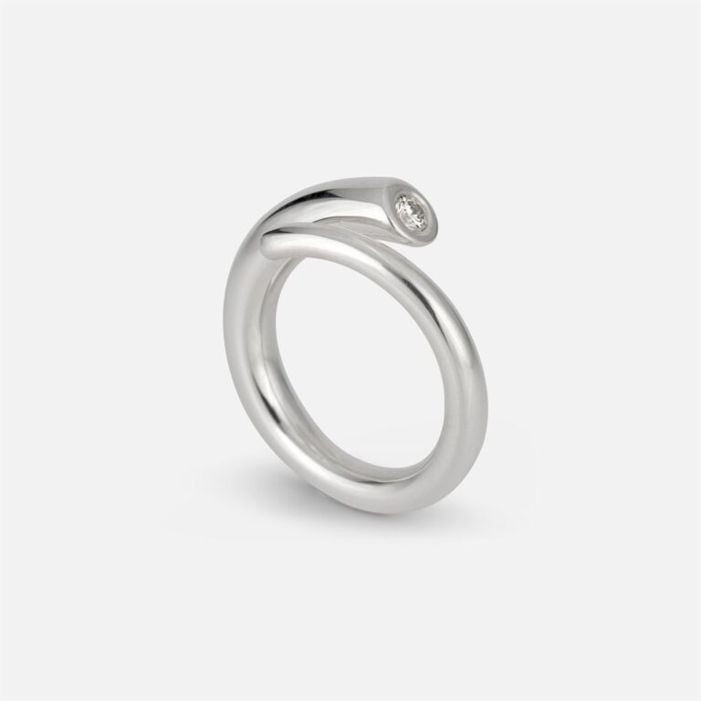 Anel aberto em Prata com Diamante da Leitão & Irmão