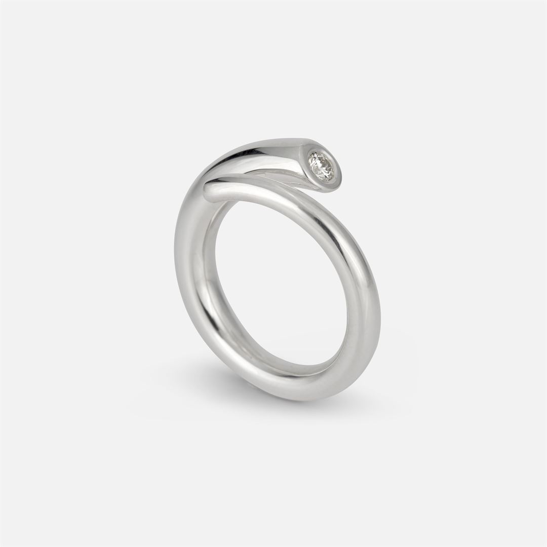 Anel aberto em Prata com Diamante da Leitão & Irmão