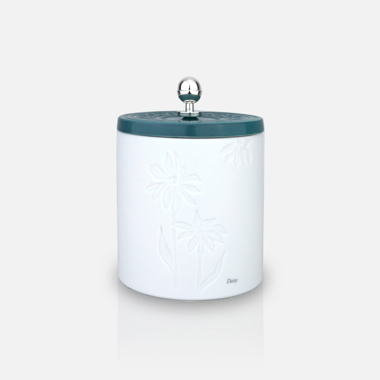 Caixa de Porcelana Daisy malibu com pega em prata da Leitão & Irmão