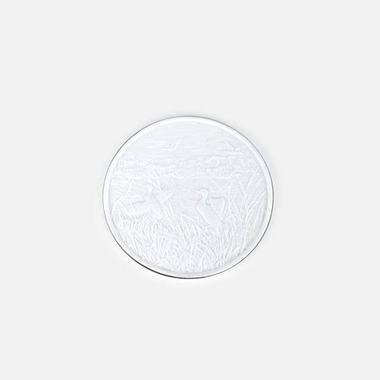 Base para copos em porcelana Biscuit e prata modelo patos da Leitão & Irmão