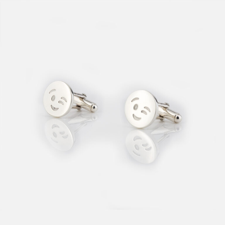 Botões de punho em prata winking smile da Leitão & Irmão