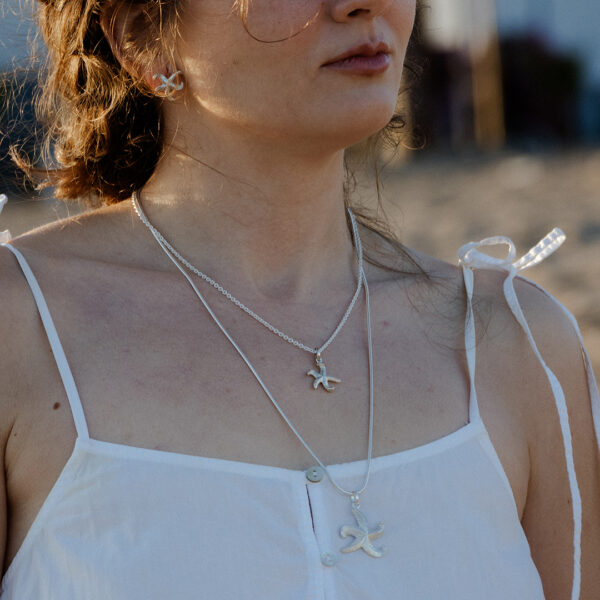 Pendentes estrelas do mar em prata da coleção mar de prata da Leitão & Irmão