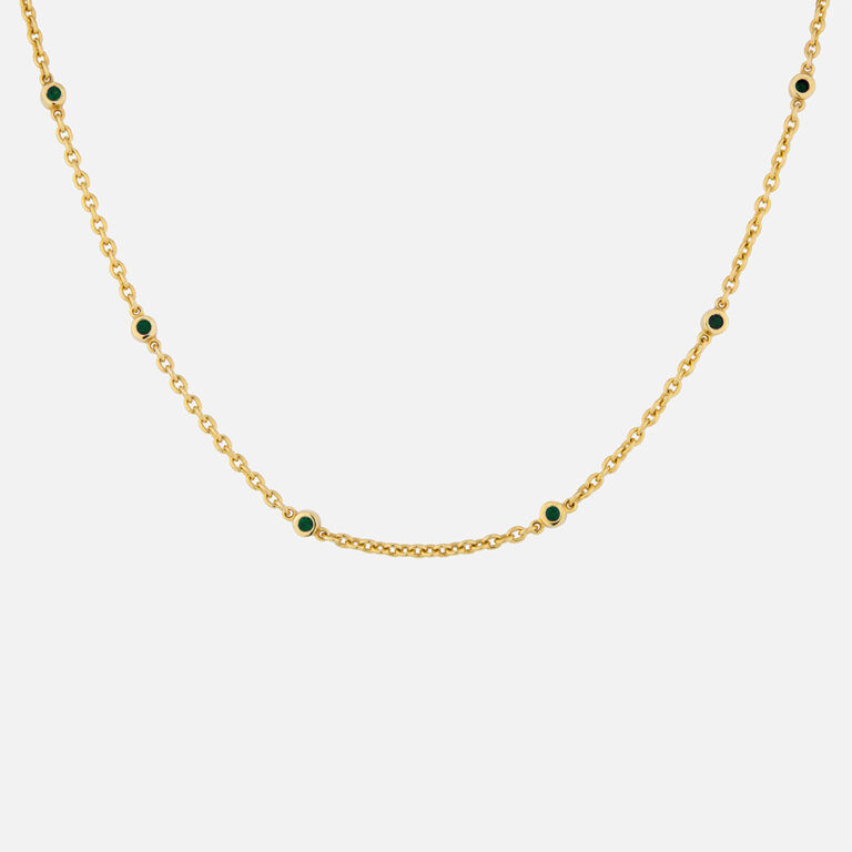 Colar em ouro com 8 virolas com esmeraldas da Leitão & Irmão.