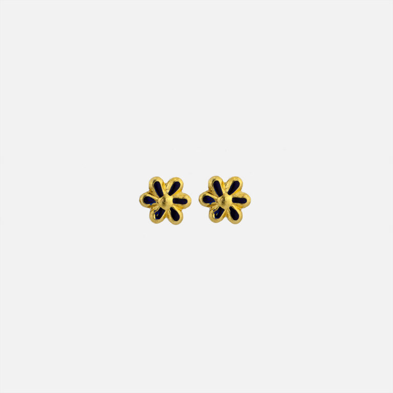 Par de brincos flor com esmalte em ouro da Leitão & Irmão