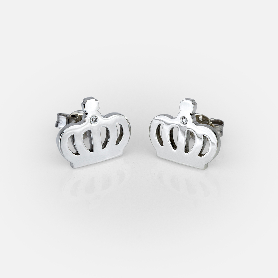 Brincos em prata com diamante da Coleção Royal Collection da Leitão & Irmão x Museu do Tesouro Real