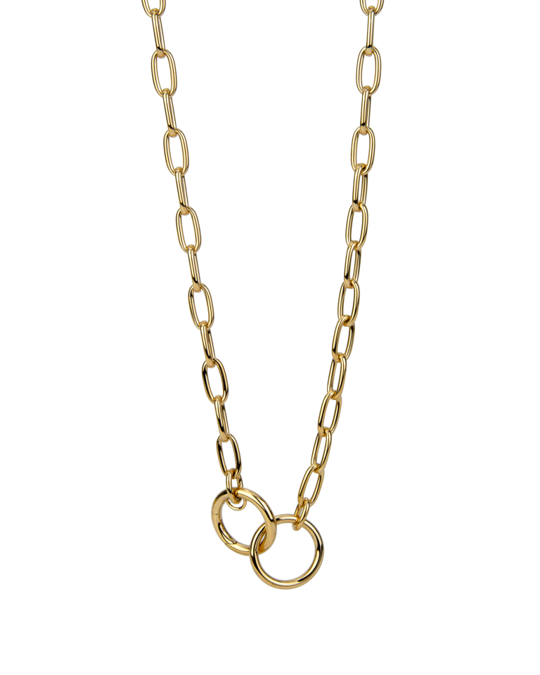 Colar com fecho 2 argolas em ouro